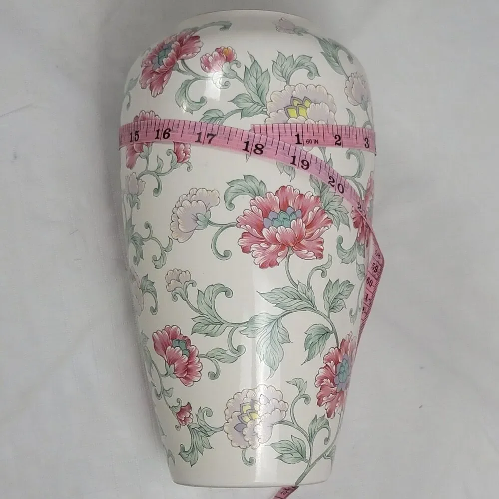 Japanese Hand Painted Floral Porcelain Round Vase Flowers By Premier Collection